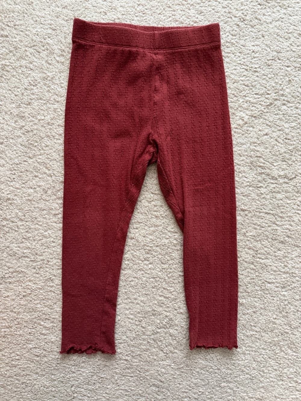 Kids Ribbed Leggings in Wine